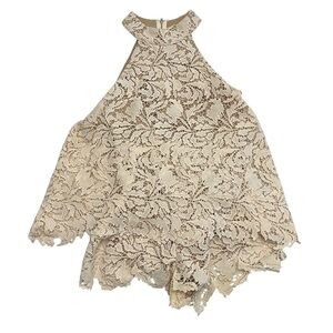 Judith March Ivory Lace Romper Women's Small Lined Back Zipper